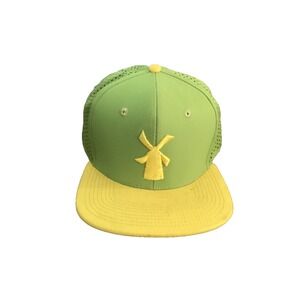 Dutch Bros Coffee Cool Mesh Windmill Snapback Hat Green Yellow One Sz Fits Most